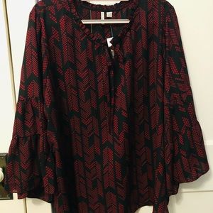 Est. 1946 red and black blouse. Size 22/24 NWT.